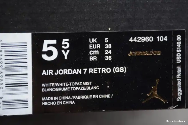 MaikeSneakers 442960-104 Mist 7 Jordan Air (GS) Retro Topaz 0518